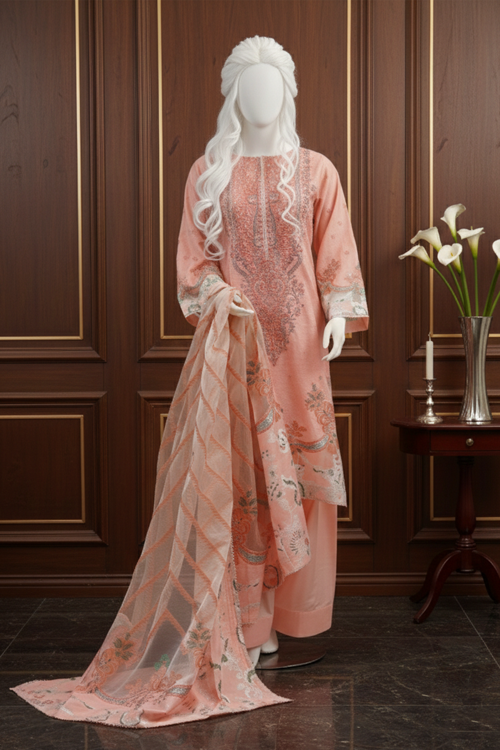 3 piece - Opaline Viscose Silk Self-Jacquard.