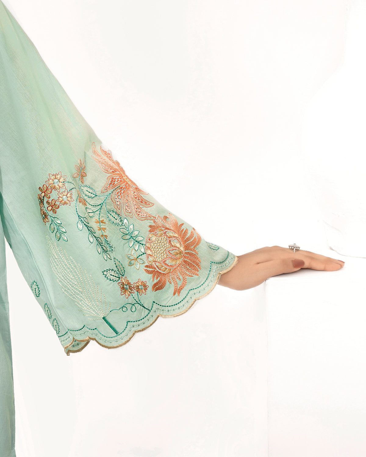 Mint Breeze - Embroidered Pure Cotton Co-ord 2Pc ( FBE2P-04 )