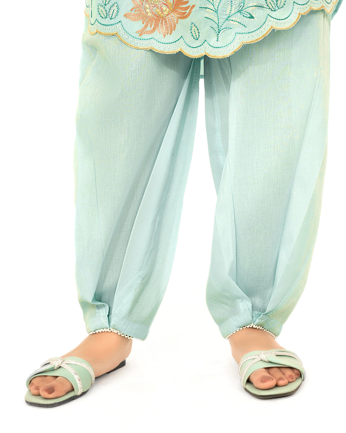 Mint Breeze - Embroidered Pure Cotton Co-ord 2Pc ( FBE2P-04 )