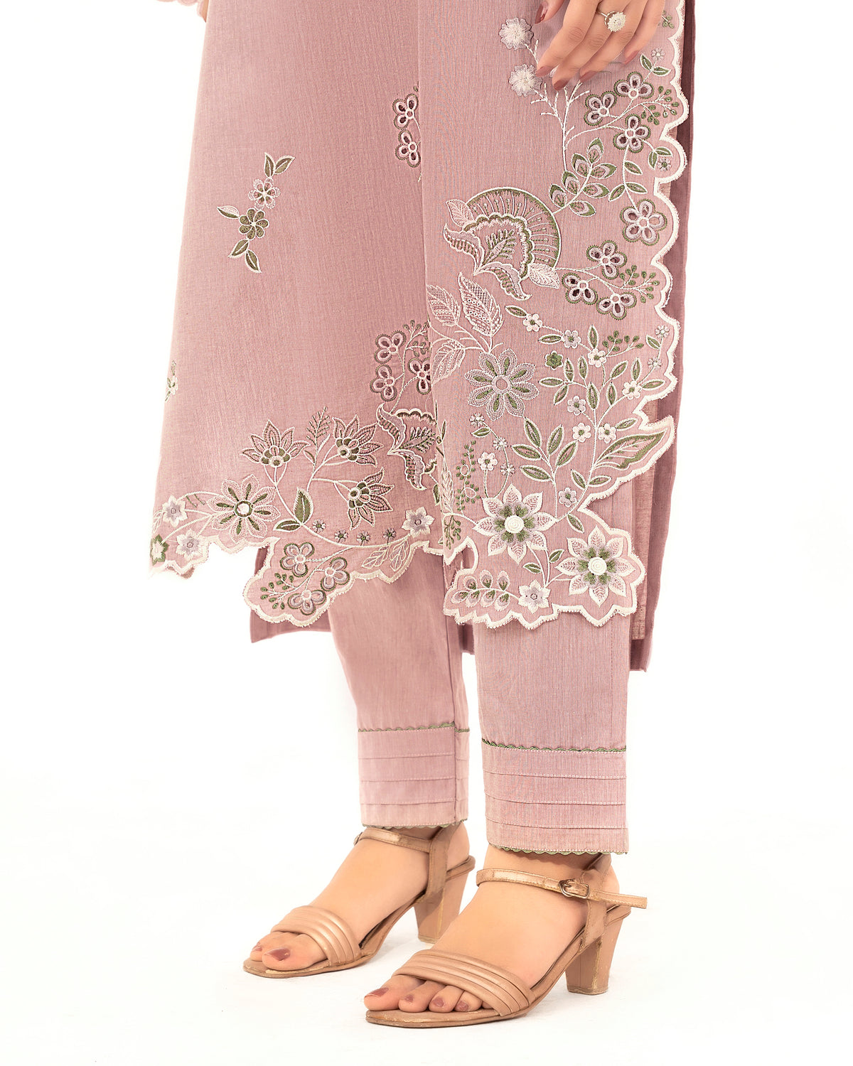 Dusty Rose - Embroidered Pure Cotton Co-ord 2Pc ( CRSE2P-03 )