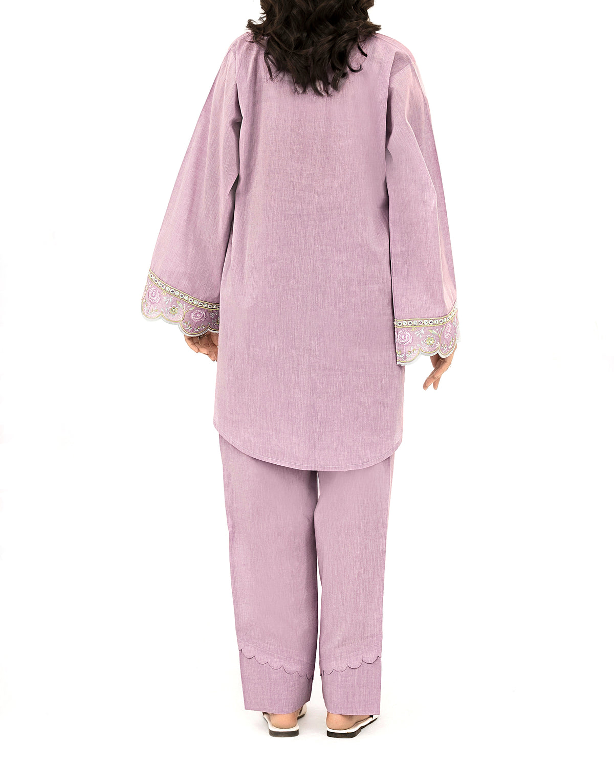 Lavender Bloom - Embroidered Pure Cotton Co-ord 2Pc ( FBE2P-03 )