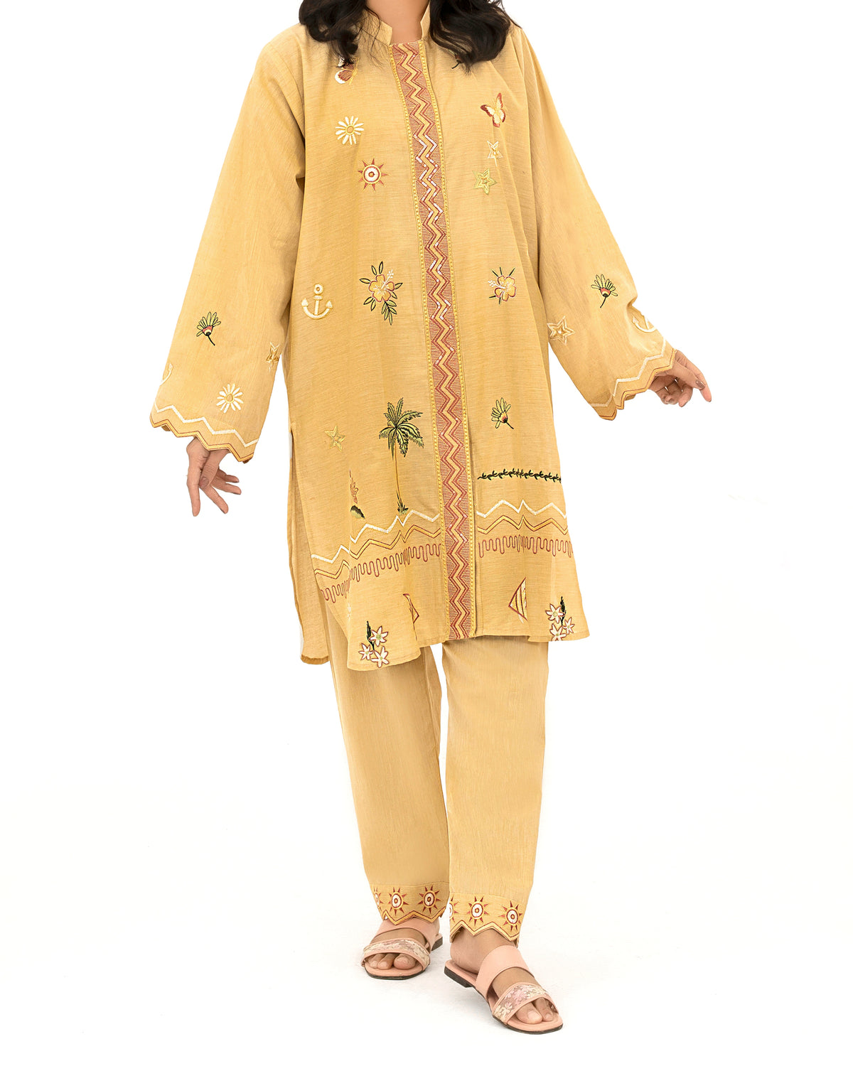 Sunlit Breeze - Embroidered Pure Cotton Co-ord 2Pc ( FBE2P-05 )