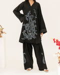 Obsidian Paisley - Embroidered Cotton Co-ord 2Pc ( FBE2P-02 )