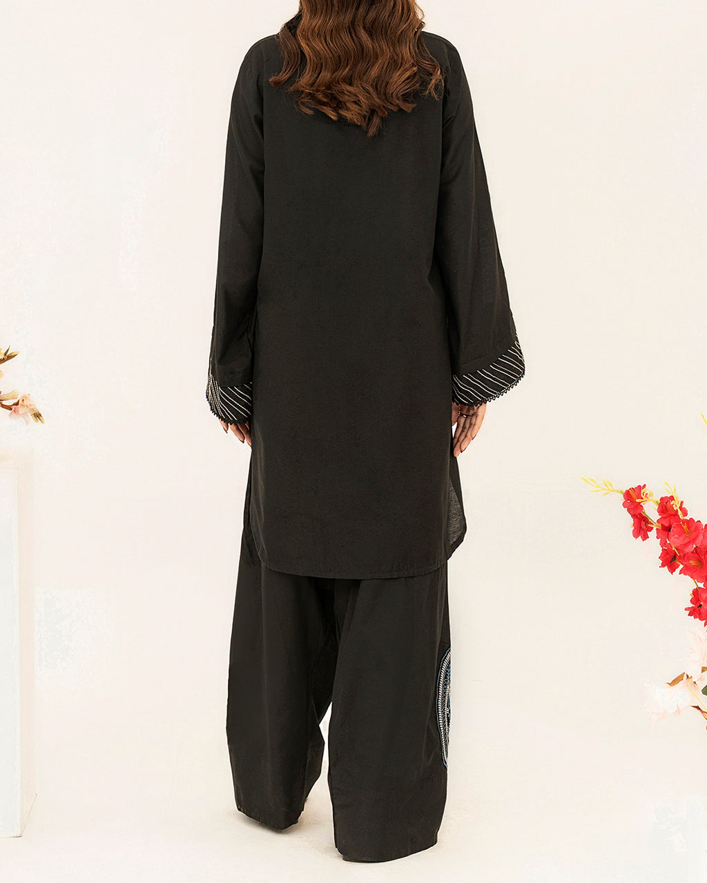 Obsidian Paisley - Embroidered Cotton Co-ord 2Pc ( FBE2P-02 )