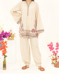 Desert Flora - Embroidered Cotton SIlk Co-ord 2Pc ( CRSE2P-01 )