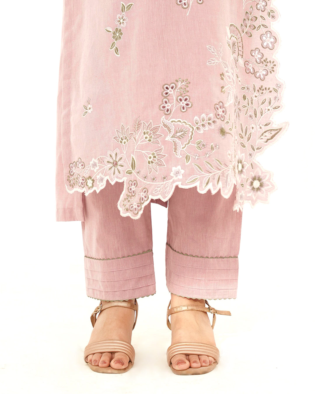Dusty Rose - Embroidered Pure Cotton Co-ord 2Pc ( CRSE2P-03 )