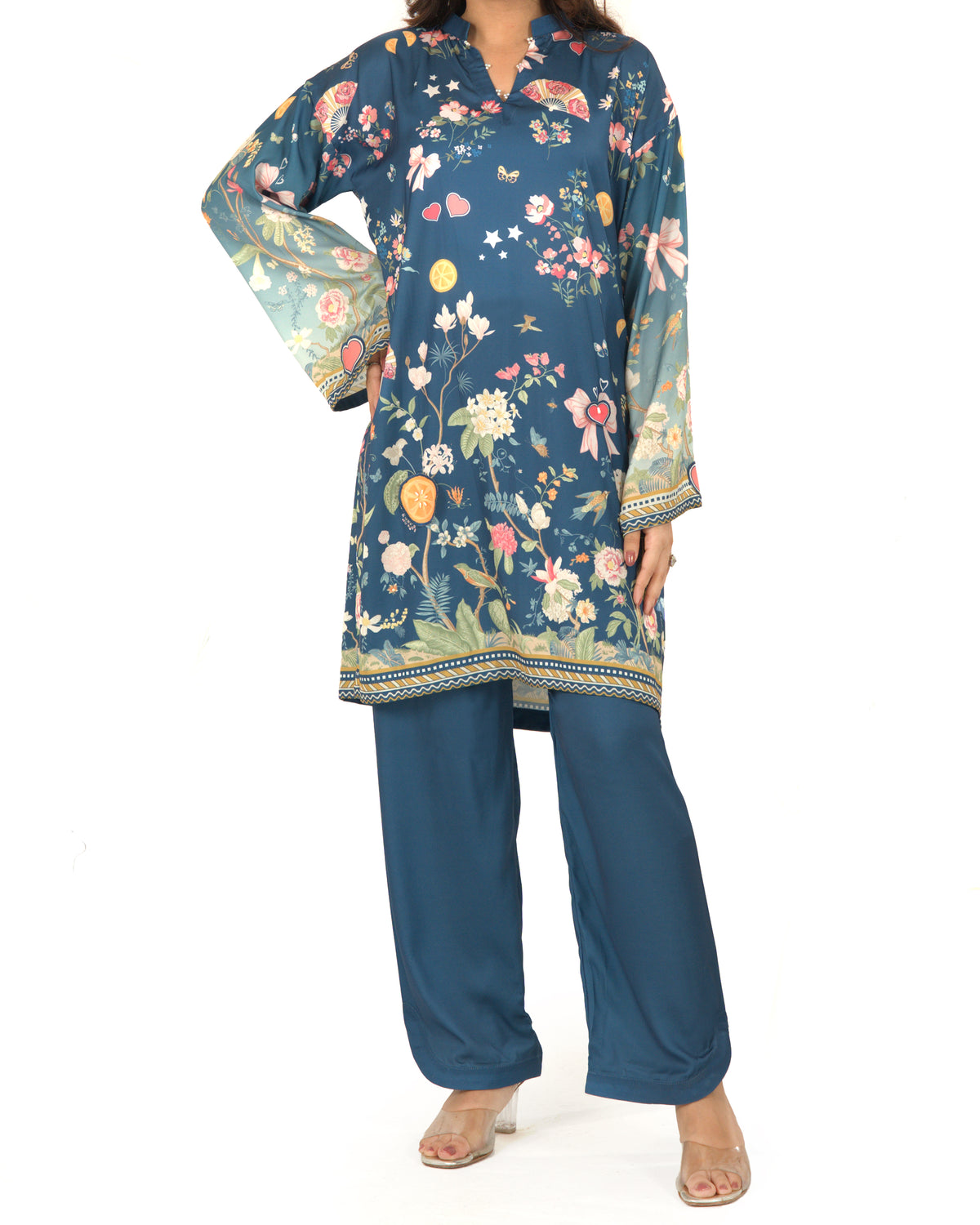 Celestial Bloom - Printed Shamoz Silk Co-ord 2Pc (EPSS2P-05)