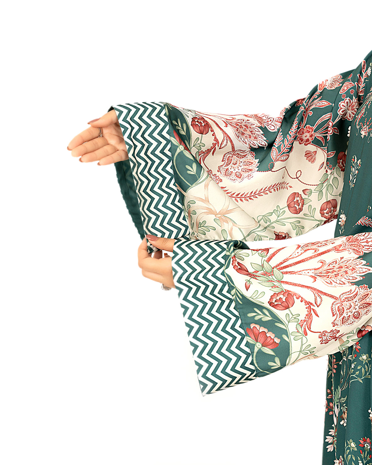 Emerald Bloom - Printed Shamoz Silk Kaftan 2Pc (EPSS2P-02)