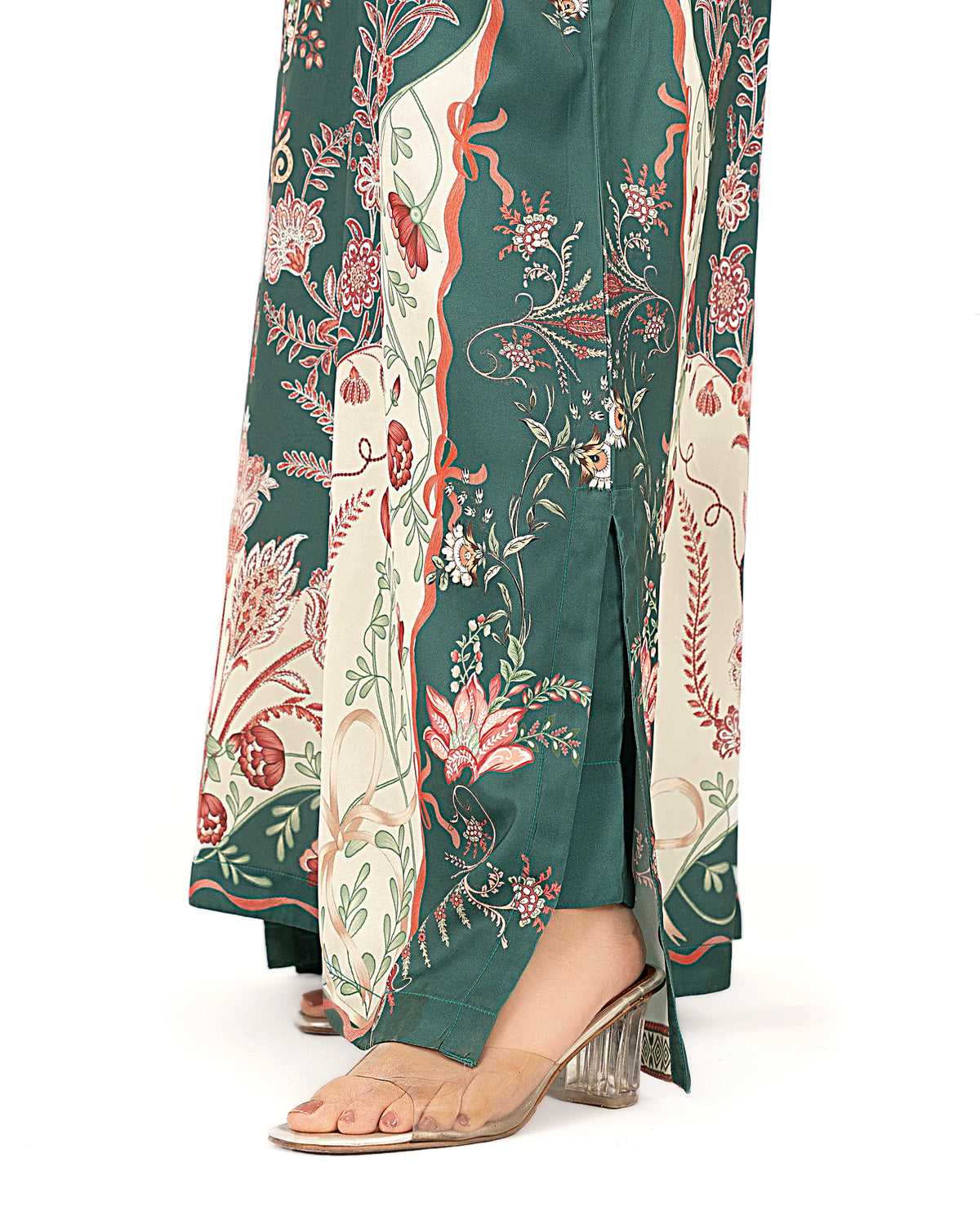 Emerald Bloom - Printed Shamoz Silk Kaftan 2Pc (EPSS2P-02)