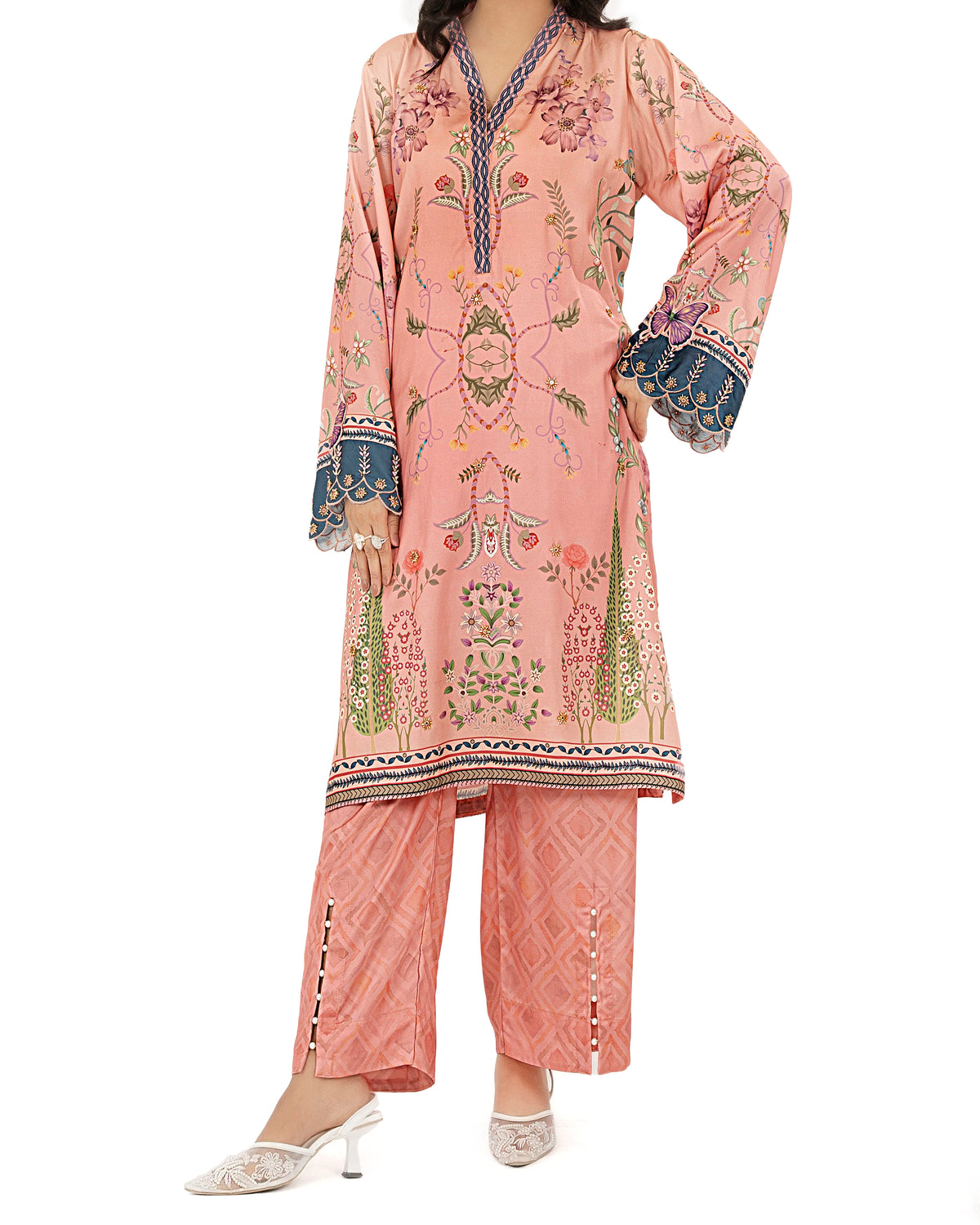 Blush Garden - Printed Shamoz Silk 2Pc (EPSS2P-03)