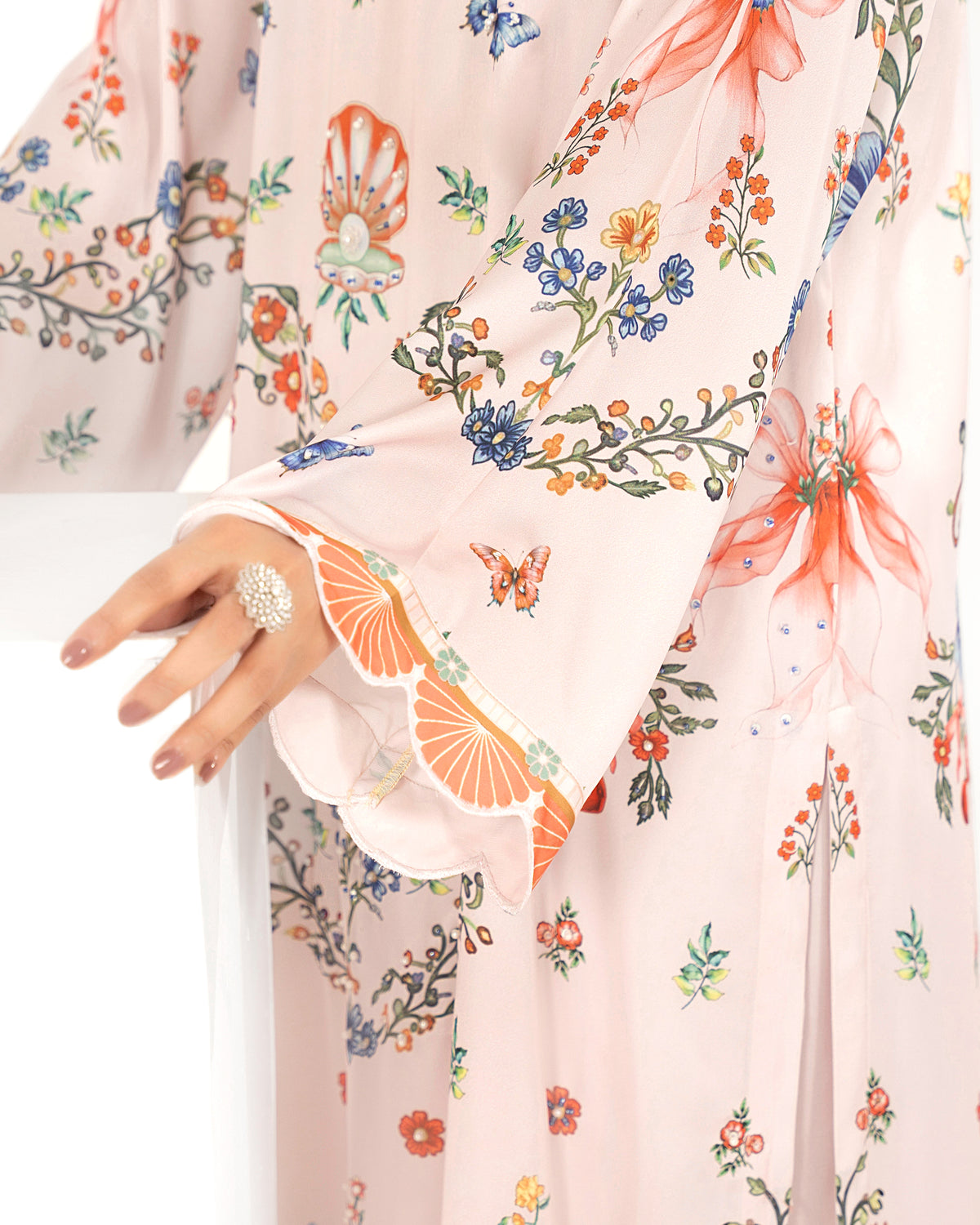 Serene Floral - Printed Shamoz Silk Long Shirt 2Pc (EPSS2P-06)