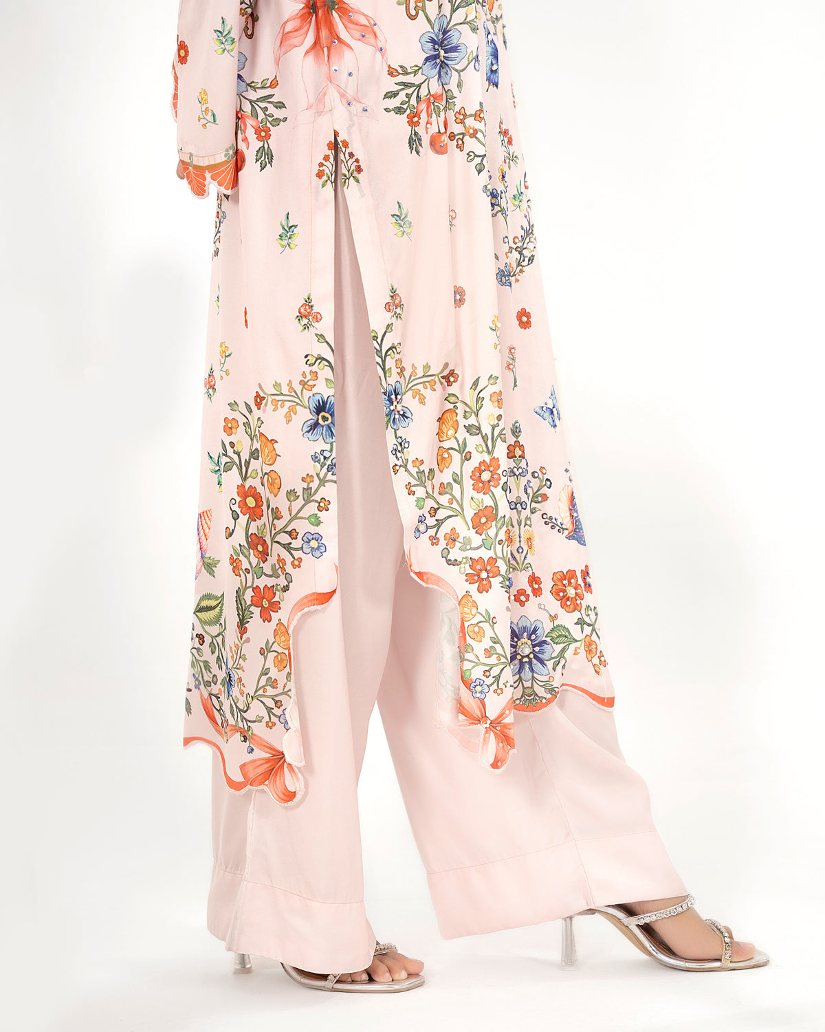 Serene Floral - Printed Shamoz Silk Long Shirt 2Pc (EPSS2P-06)