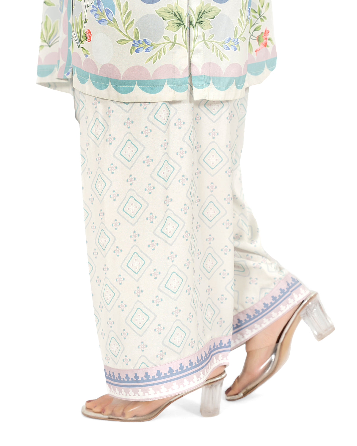 Pastel Polka - Printed Shamoz Silk Co-ord 2Pc (EPSS2P-01)