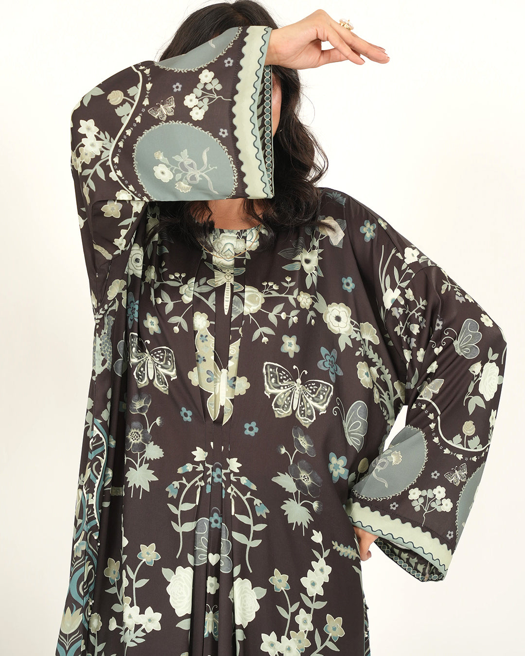 Midnight Flora - 2 Pc Printed Shamoz Long Shirt ( EPSS2P-07 )