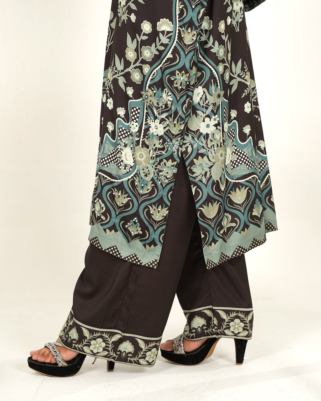 Midnight Flora - 2 Pc Printed Shamoz Long Shirt ( EPSS2P-07 )