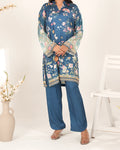 Celestial Bloom - 2 Pc Printed Shamoz Silk Long Shirt ( EPSS2P-05 )