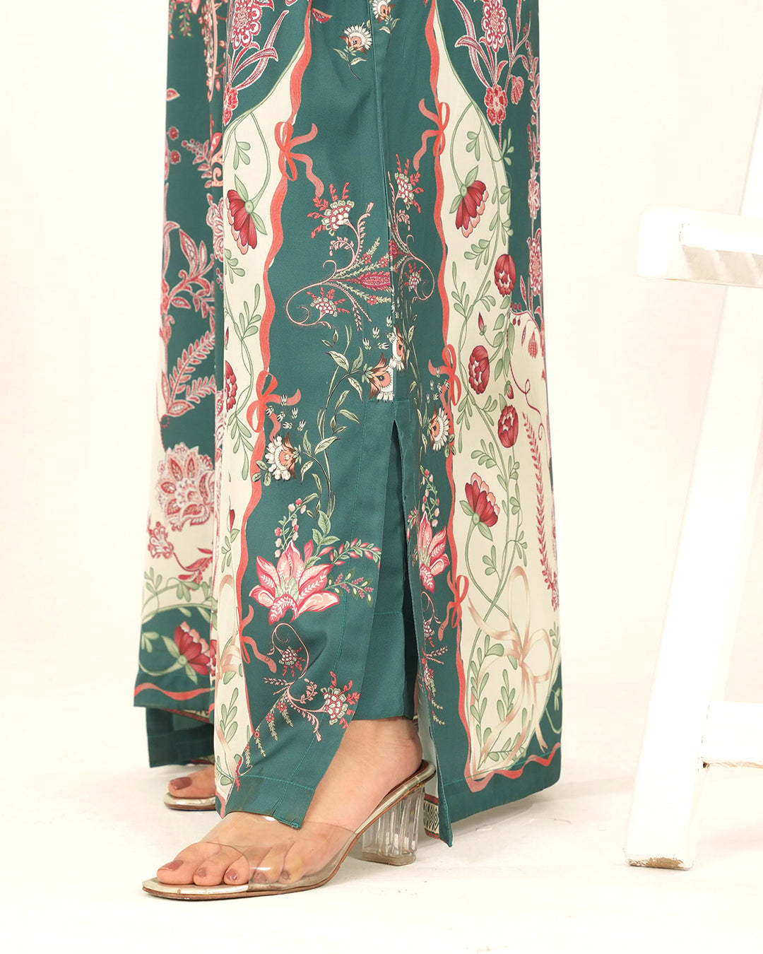 Emerald Bloom - 2 Pc Printed Shamoz Silk Kaftan ( EPSS2P-02 )
