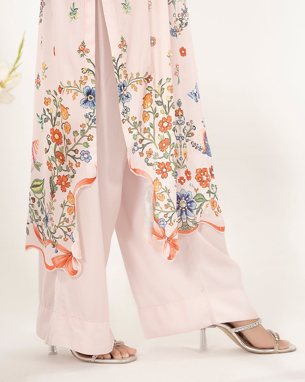 Serene Floral - Printed Shamoz Silk Long Shirt 2Pc (EPSS2P-06)