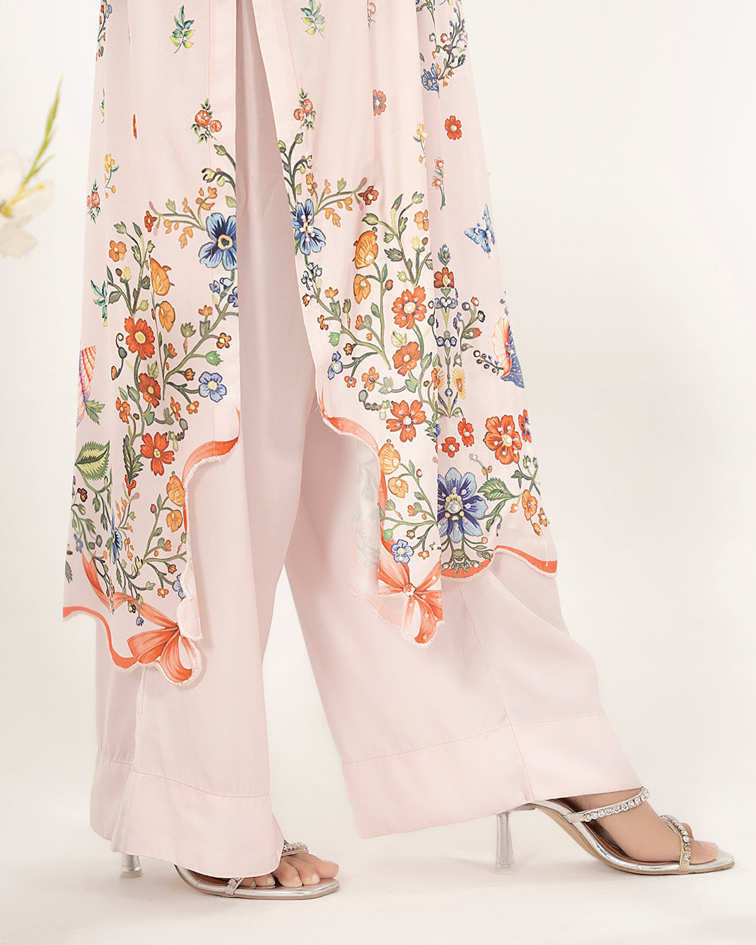 Serene Floral - Printed Shamoz Silk Long Shirt 2Pc (EPSS2P-06)