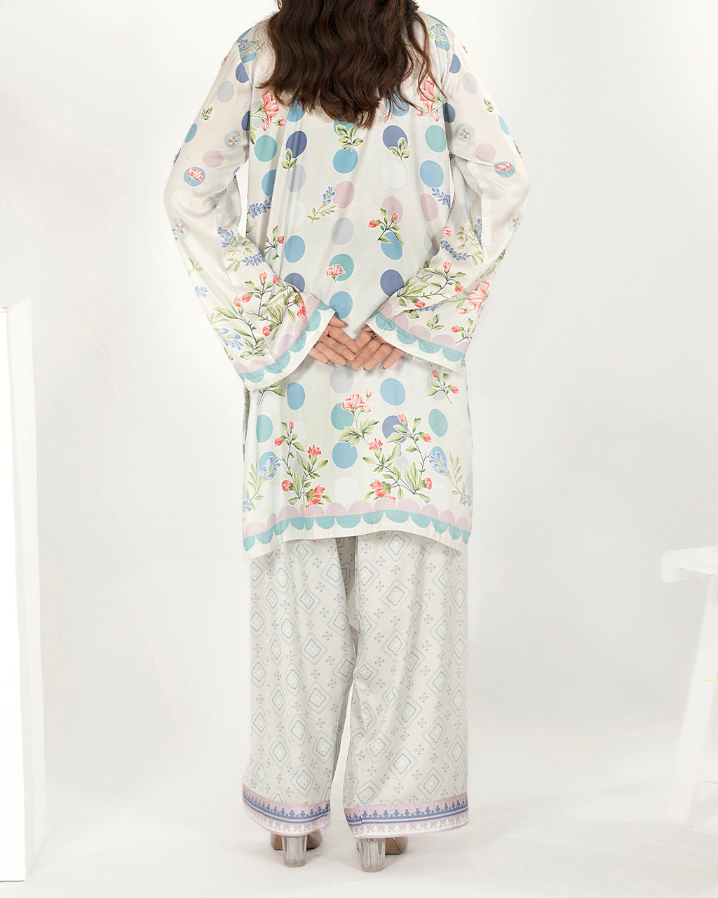 Pastel Polka - Printed Shamoz Silk Co-ord 2Pc (EPSS2P-01)