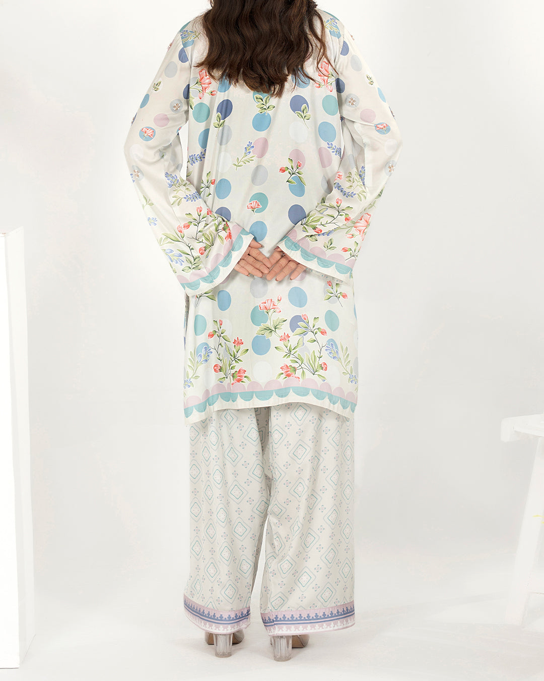 Pastel Polka - Printed Shamoz Silk Co-ord 2Pc (EPSS2P-01)