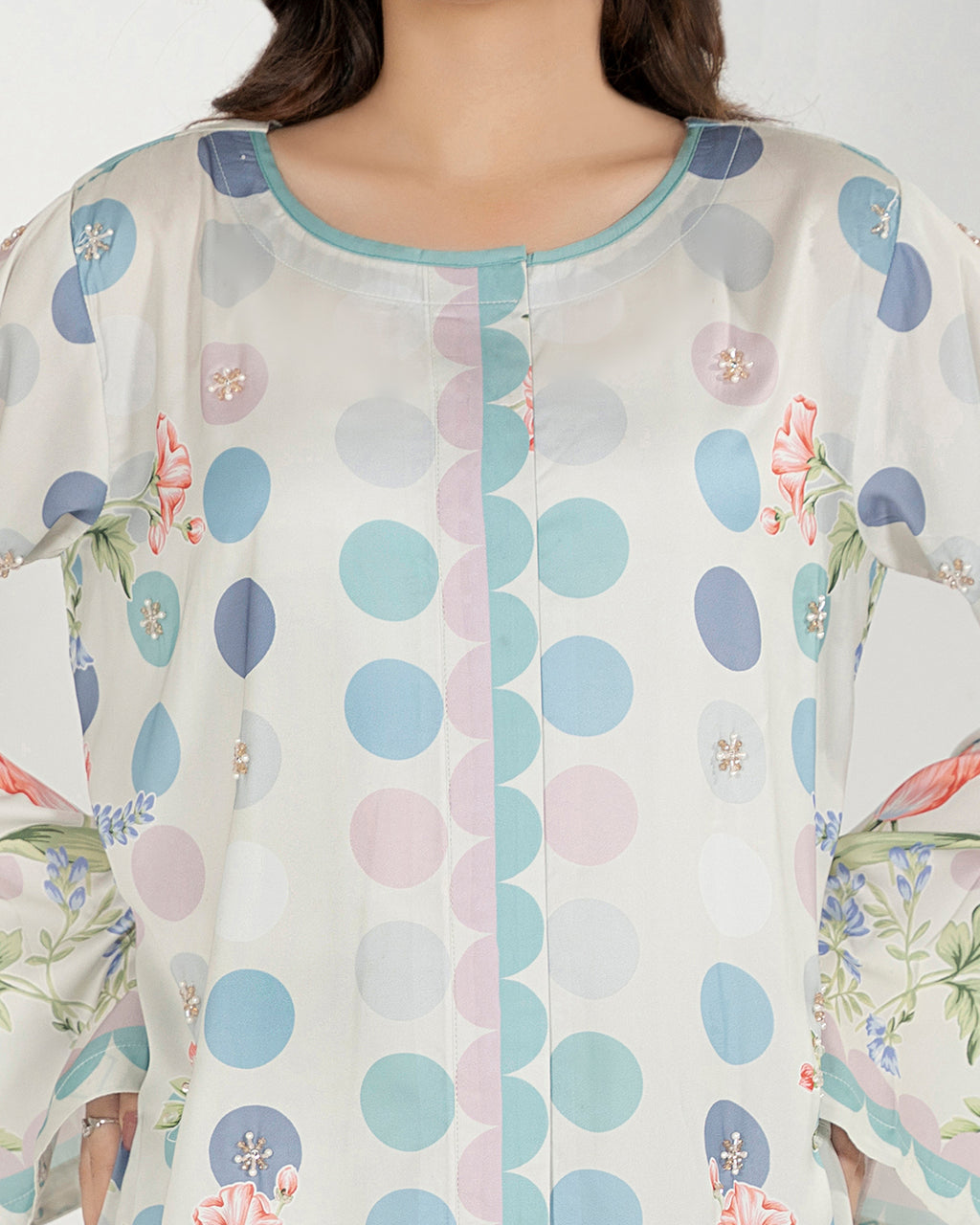 Pastel Polka - Printed Shamoz Silk Co-ord 2Pc (EPSS2P-01)