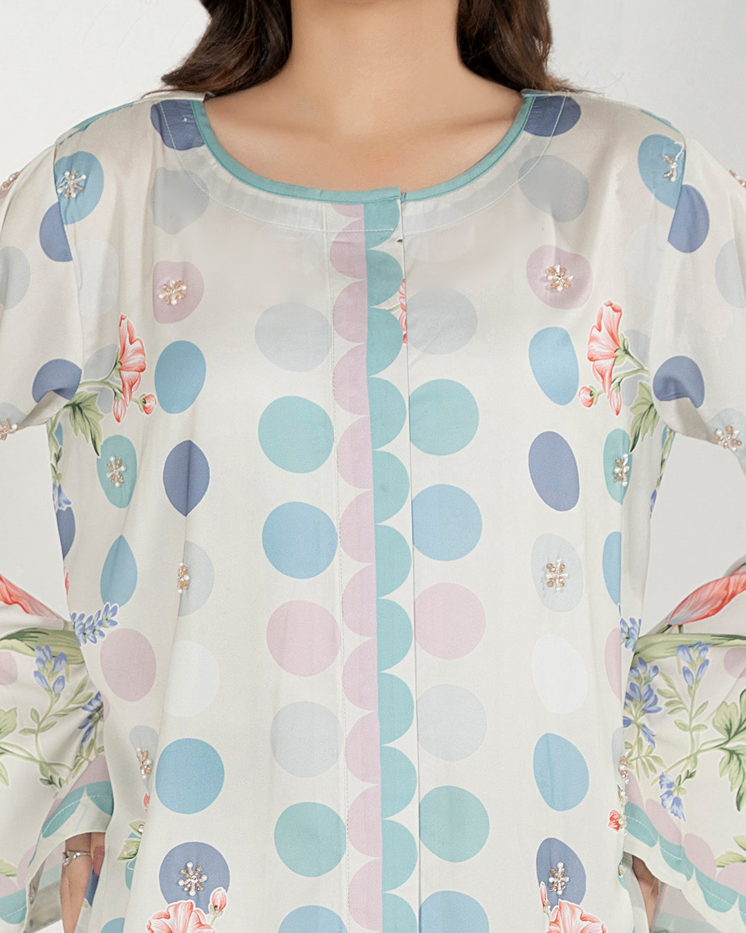 Pastel Polka - Printed Shamoz Silk Co-ord 2Pc (EPSS2P-01)