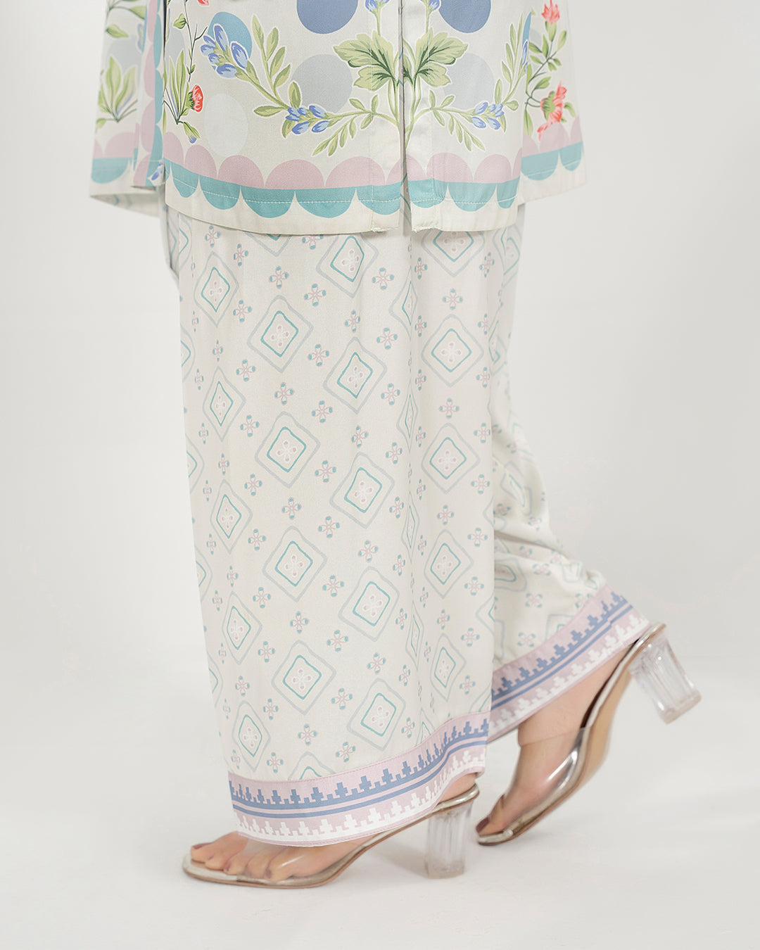 Pastel Polka - Printed Shamoz Silk Co-ord 2Pc (EPSS2P-01)
