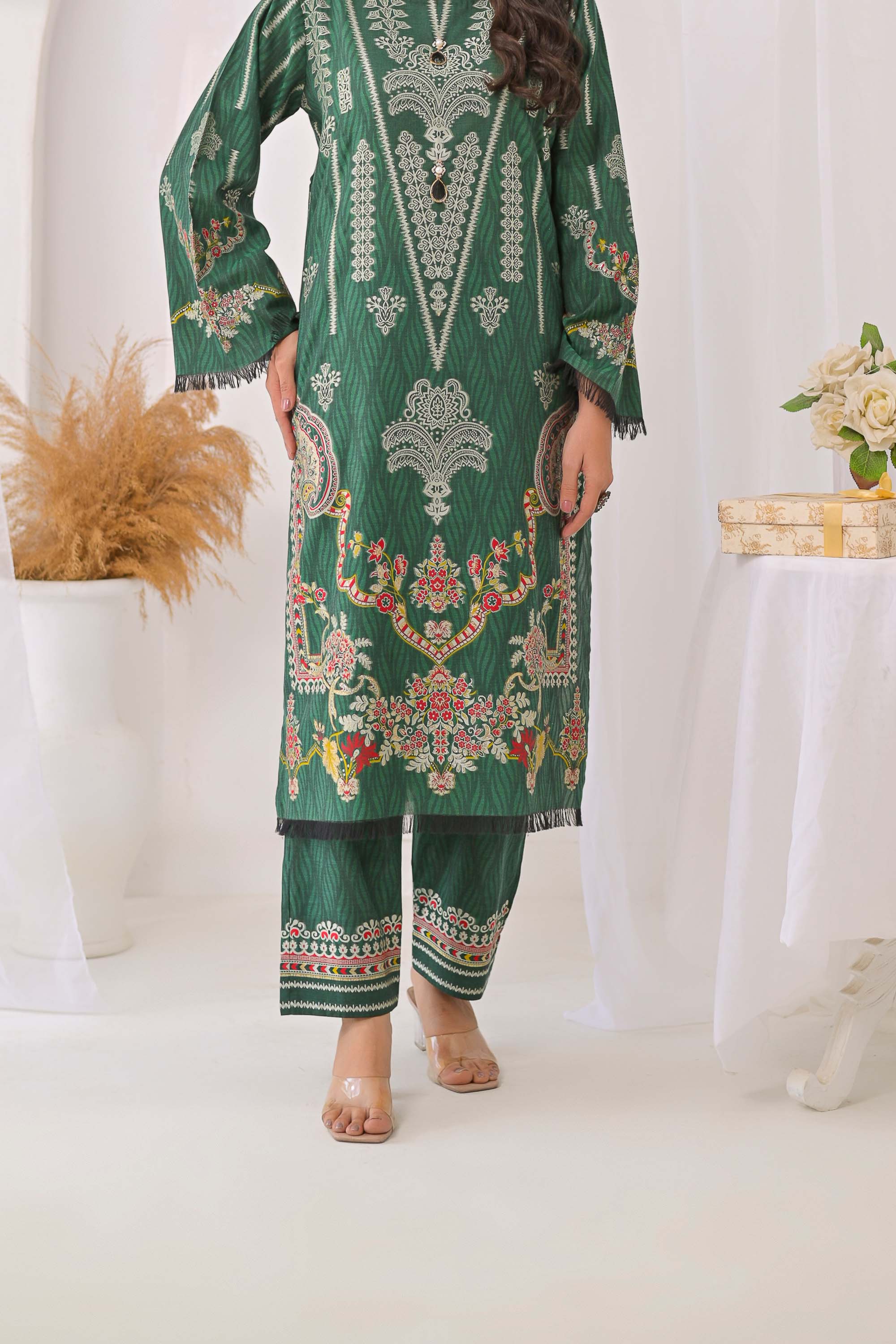 2 piece - Emerald Festive Jacquard. JRS2P-2