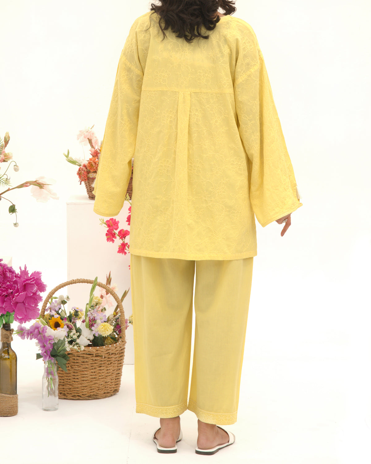 Astria Yellow - Embroidered Cotton Co-ord 2Pc