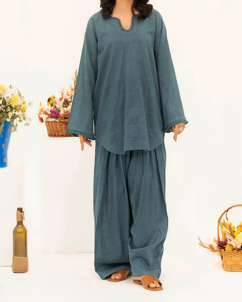 Nebula - Embroidered Soft Cotton Stitched 2-Piece Co-Ord Set