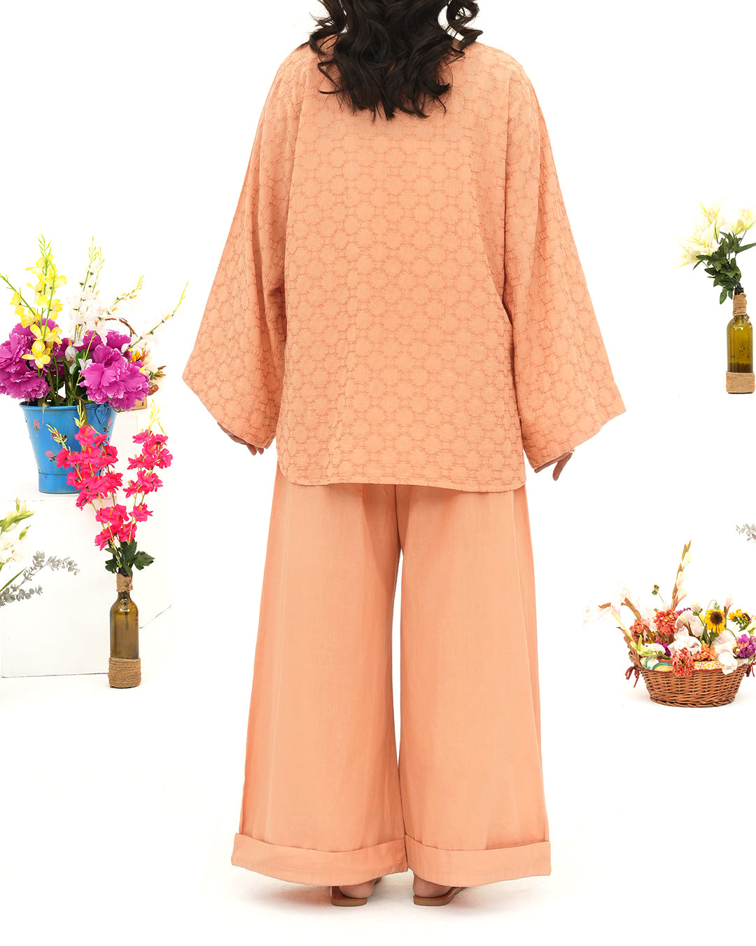Sun Peach - Embroidered Lawn Stitched 2-Piece Co-Ord Set