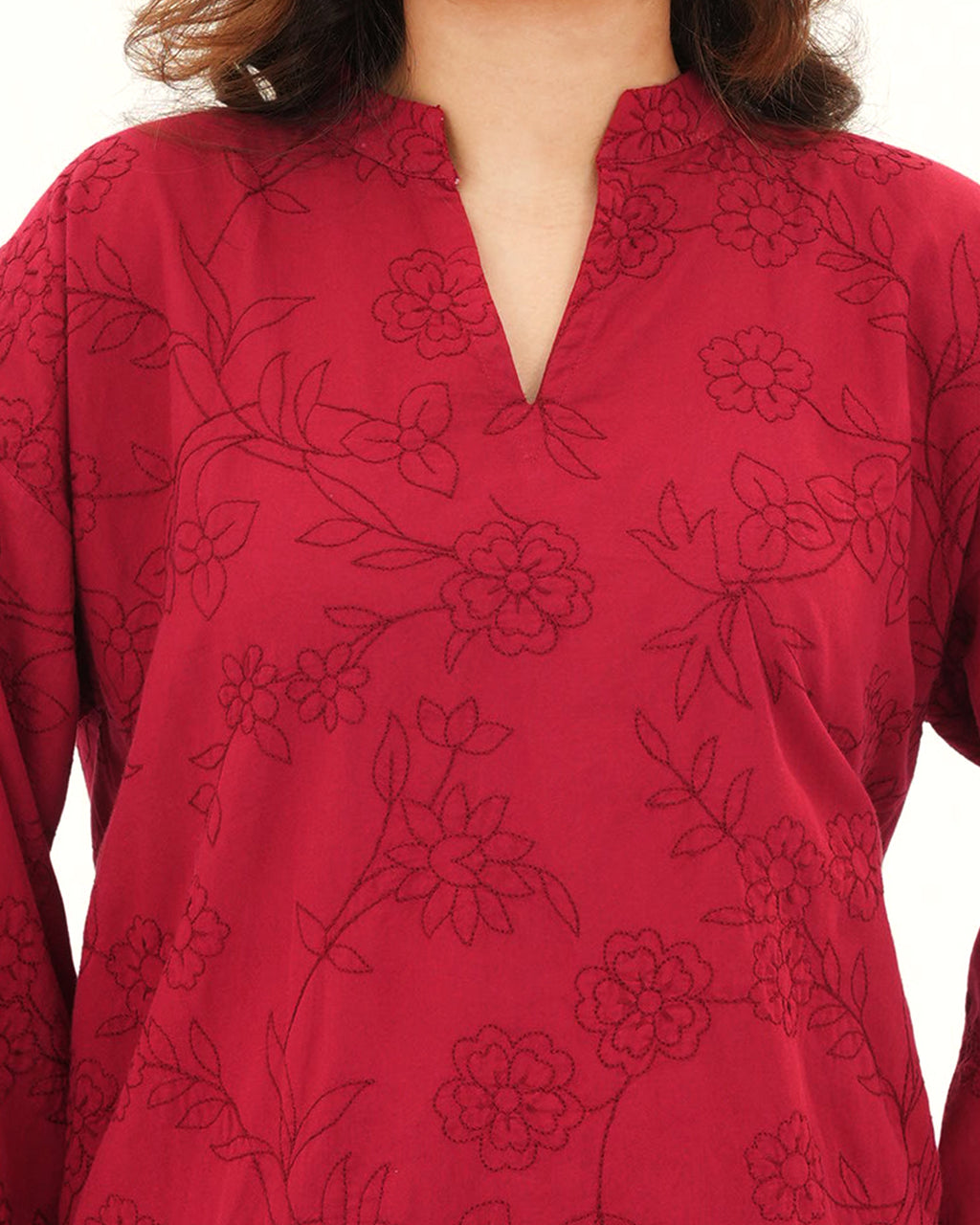 Red Horizon - Embroidered Soft Cotton Stitched 2-Piece Co-Ord Set