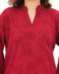 Red Horizon - Embroidered Soft Cotton Stitched 2-Piece Co-Ord Set