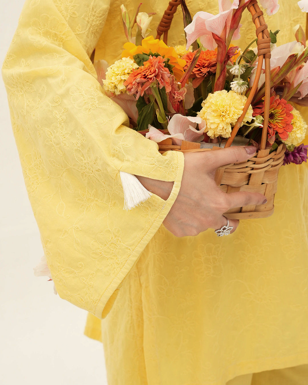 Astria Yellow - Embroidered Soft Cotton Stitched 2-Piece Co-Ord Set