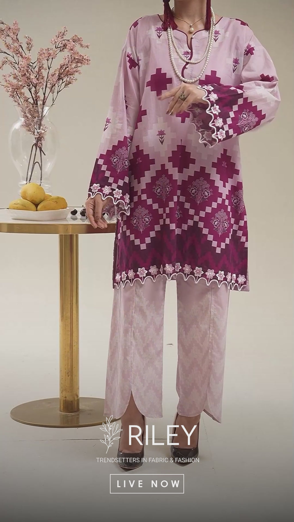 Gulnaar Blush - 2 Pc Embroidered Lawn Co-Ord Set ( PLE2P-19 )