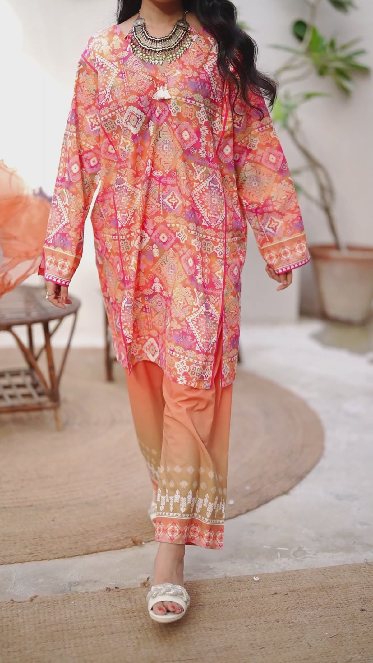 Sunset Mosaic - 2 Pc Printed Lawn Co-Ord Set ( PL2P-9 )