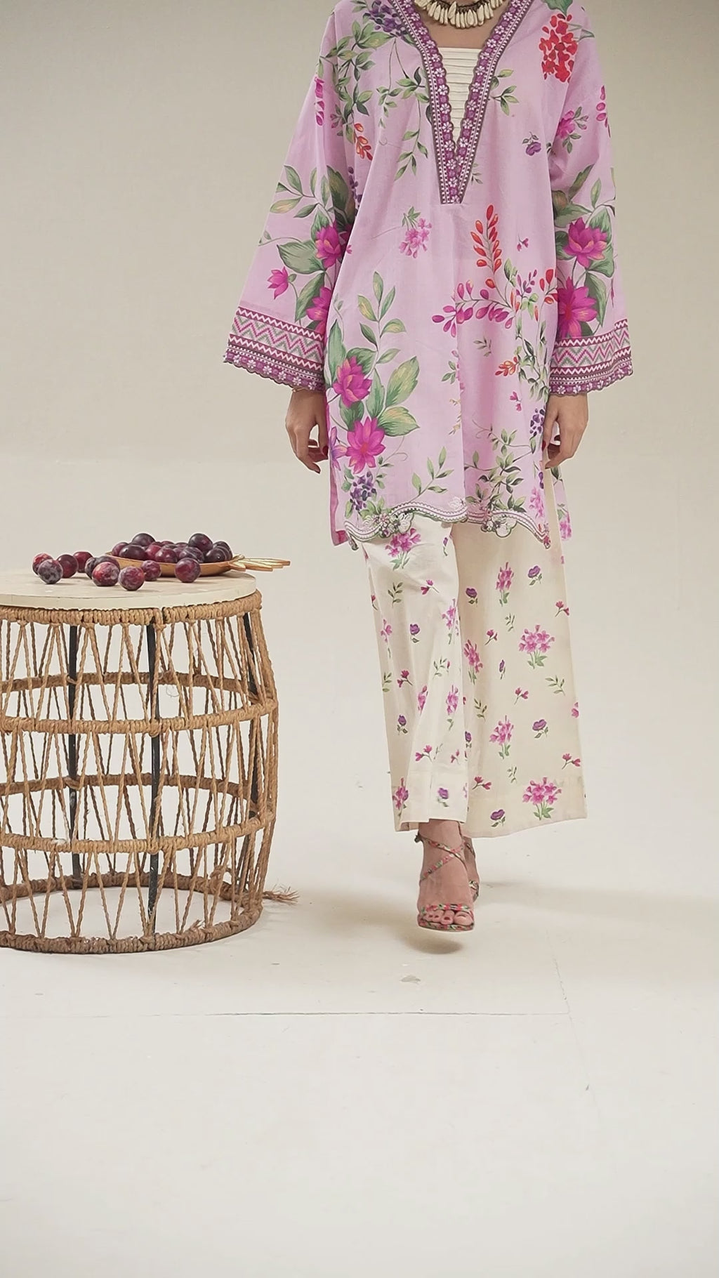 Lilac Blossom - 2 Pc Embroidered Lawn Co-Ord Set ( PLE2P-16 )