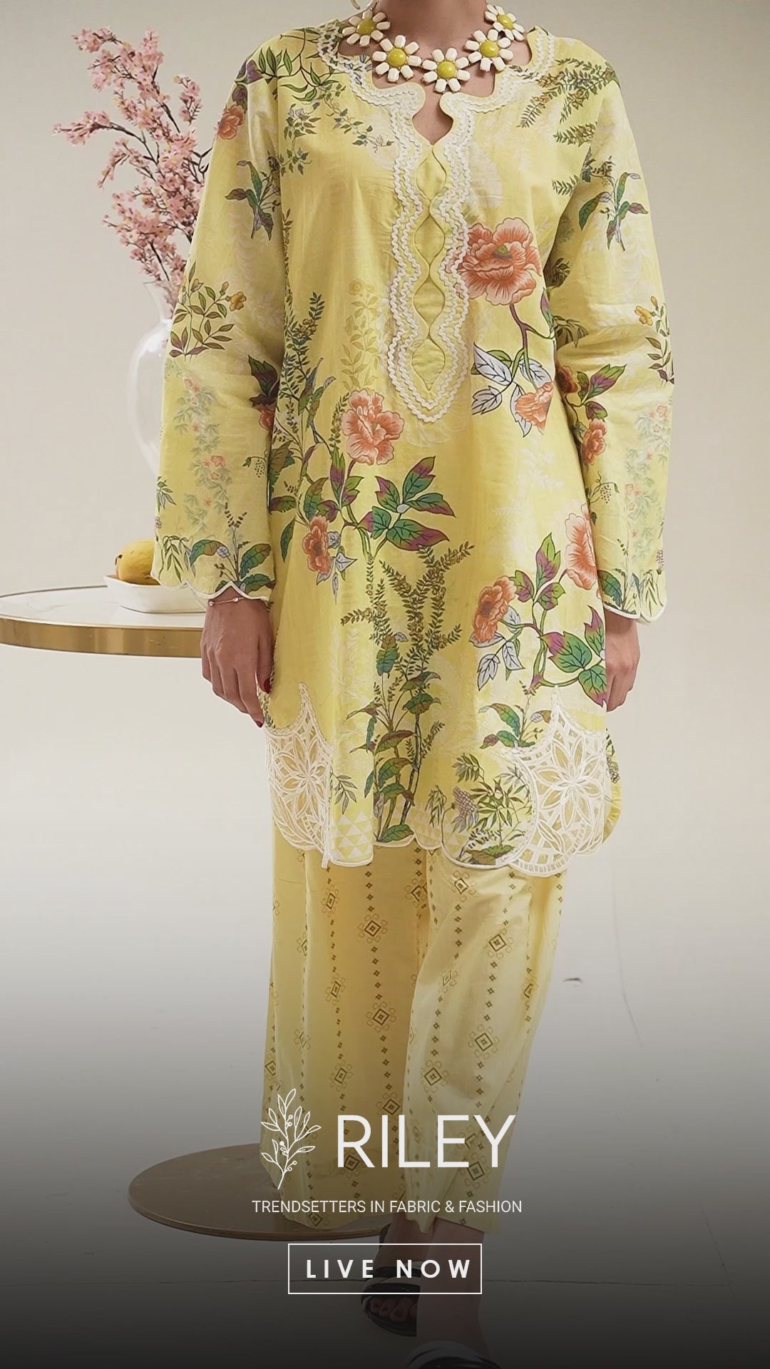 Sunshine Bloom - 2 Pc Embroidered Lawn Co-Ord Set ( PLE2P-18 )