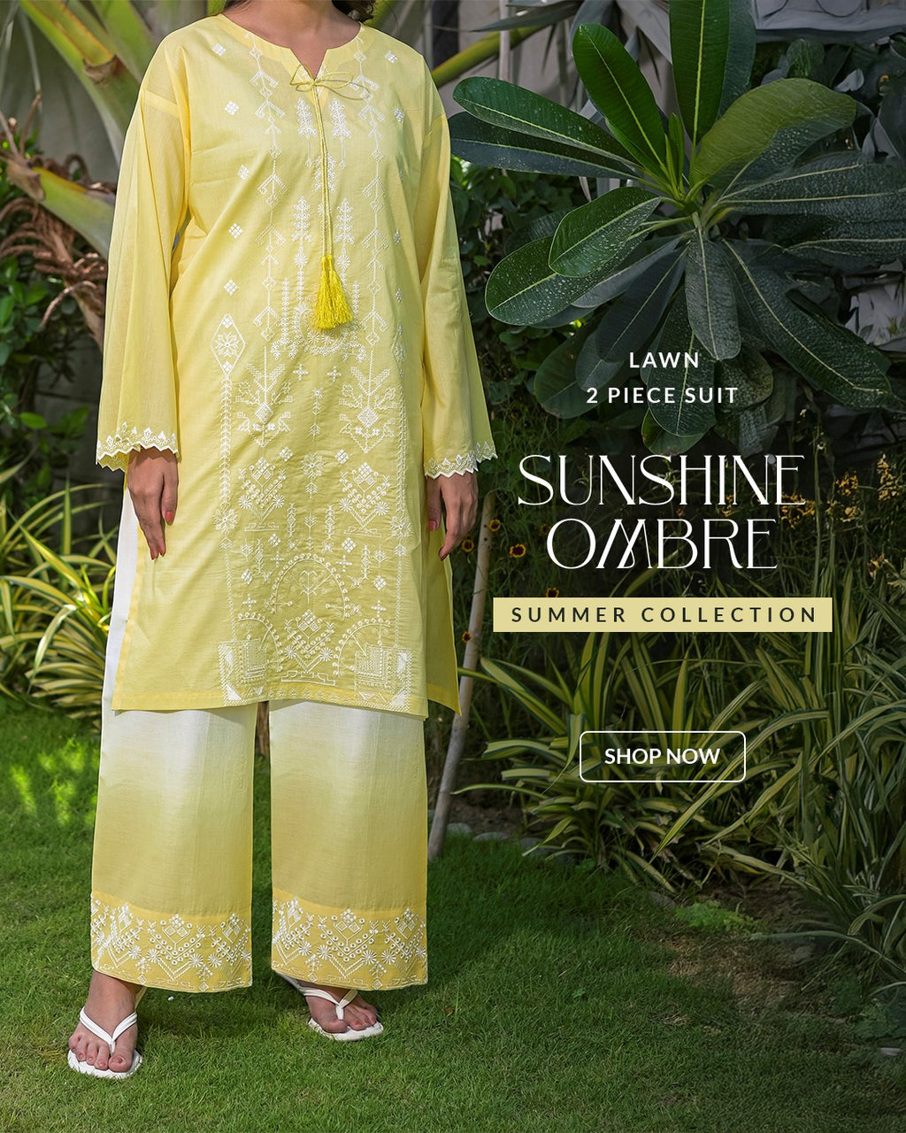 Sunshine Ombre - 2 Pc Embroidered Lawn Co-Ord Set ( GDE2P-1 )
