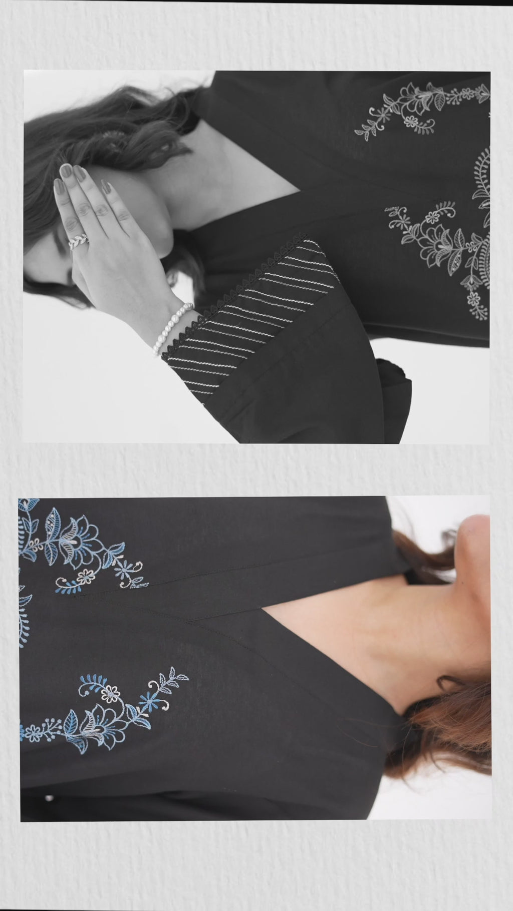 Obsidian Paisley - Embroidered Cotton Co-ord 2Pc ( FBE2P-02 )